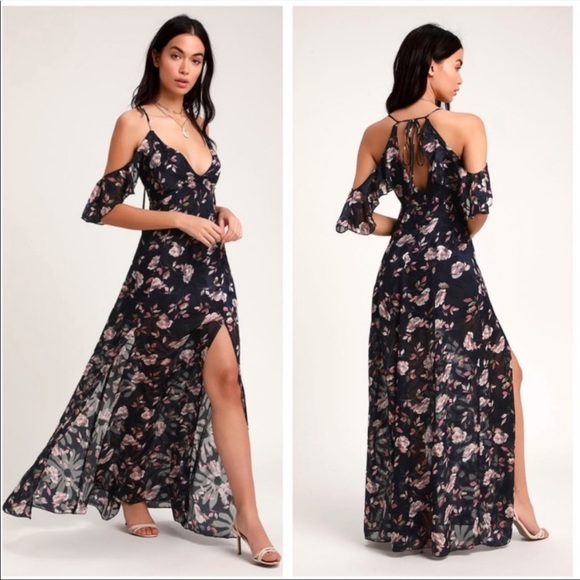 Lulus Dresses & Skirts - Lulu’s Abundant Happiness Floral Maxi Dress Blue M